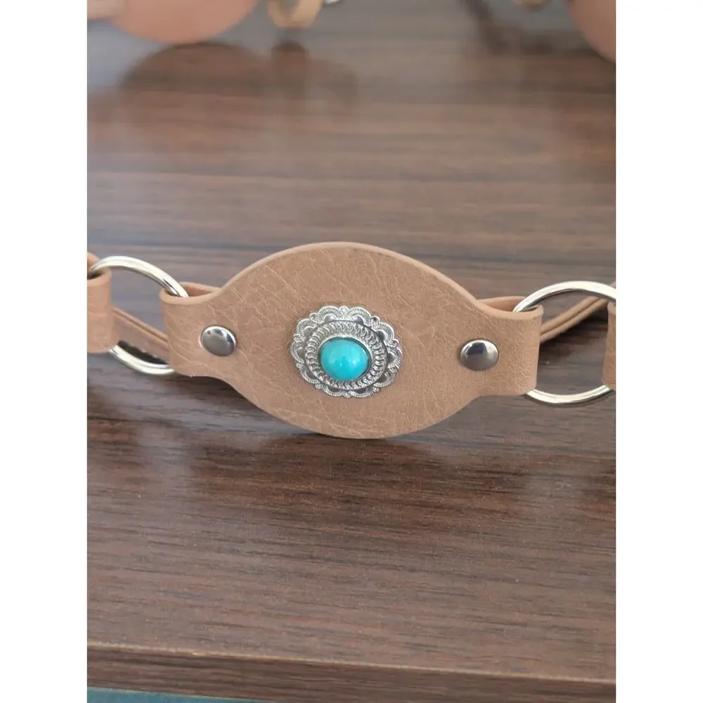 Vintage Southwestern Native American Style Bonded Leather Conchos Belt